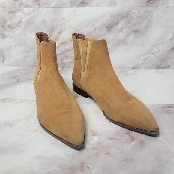 JEFFREY Campbell Suede Ankle Bootie Pointed Toe Camel Color - Picture 2 of 15